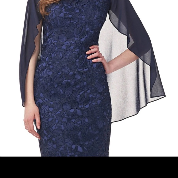 NWT JS Collection Navy Floral Lace Dress - Picture 4 of 5